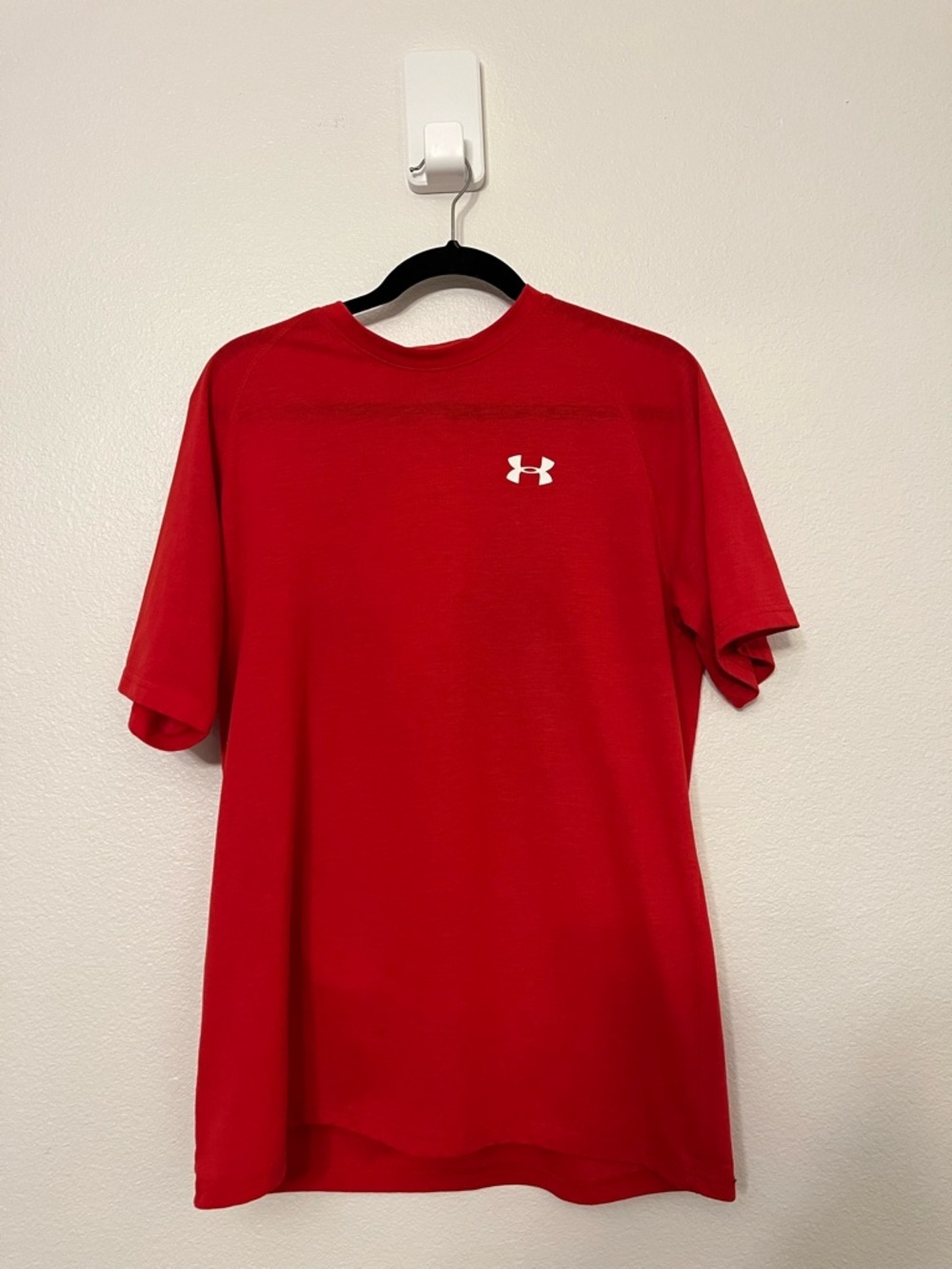 Under Armour Red Short Sleeve Athletic Tee with White Logo